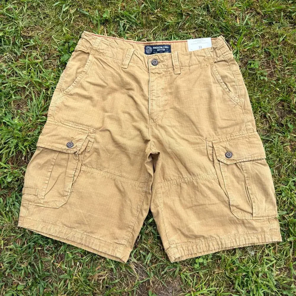 American Eagle Outfitters Men's Longboard Ripstop Cargo Shorts Size 33 Khaki